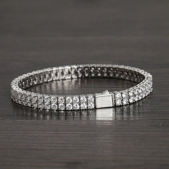 2ct Diamond Womens 2 Row 14K White Gold Tennis Bracelet 14 Karat Silver Jewelry